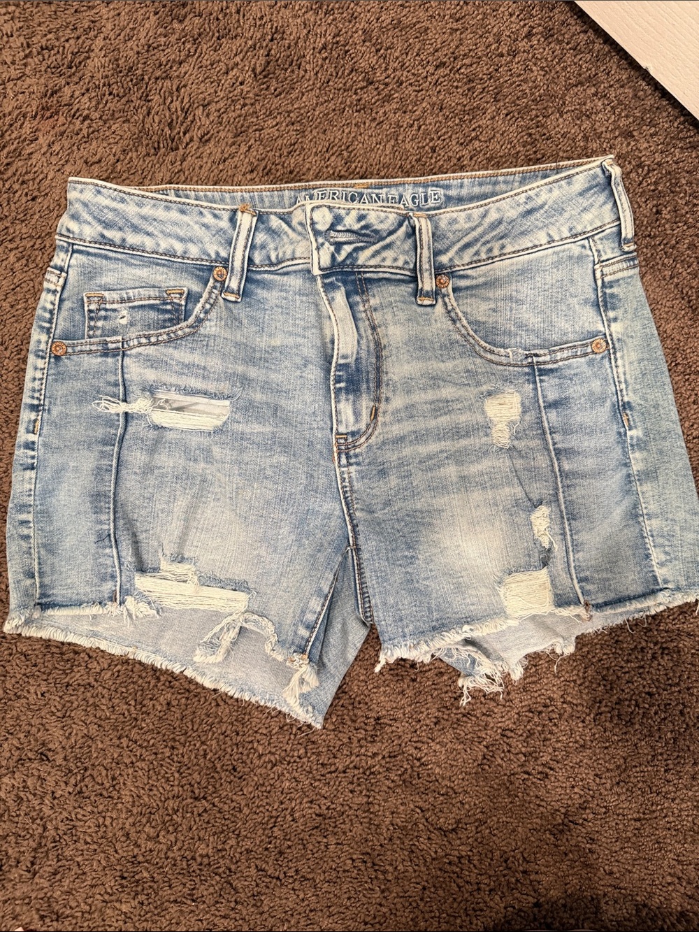 American Eagle Outfitters Light Wash Distressed Denim Shorts